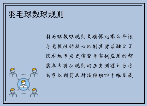 羽毛球数球规则